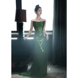 Evening Dress With Breasts 2024 New High-End Feeling Annual Meeting Presided Over The Light Luxury Small High-End Body-Body Banquet Fishtail Skirt 68HZ