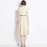 Summer Women's Clothing 2024 New Famous Temperament Sister Light Familiar Air Cold Sense Of High-End Sleeveless V-Neck Dress 68HZ