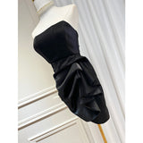 Small Design Three-Dimensional Fish Bone Thoracic Body To Close The Waist Irregular Folded Skirt Open Fork And Hip Dress Skirt 68HZ