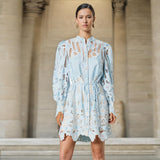 Fashion Holiday Style 2025 Spring New Leading Heavy Industry Hollow Embroidery To Collect Waist Thin Short Dress Woman Trend 68HZ