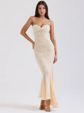 Sexy V-Neck Slings Fishtail Long Dress Lace Chiffon Splicing Tight-Body Ass-Loan Chiffon Dress Girl 68HZ