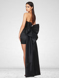 High-End Women's Sexy Folded Bag With A Bosom Dress Temperament Can Be Removed Large Bow Decorative Tape 68HZ