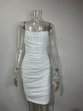 2024 Summer Women's New Night Club Side By Shoulder-Collar Net Yarn In The Chest Dress Dress Summer 68HZ