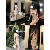 Sing Noodle Folded Wrinkled Sleeveless Neck Collar Dress Female Temperament Sexy Waist Repair Ass Skirt Dress Dress 68HZ