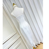 Small Dress Dress With Three-Dimensional Chest Cushion Fish Bone Splicing Bag Opening Fork Medium-Long Sling Skirt 68HZ