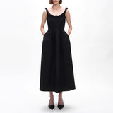 Simple Casual Style High-End Sling Dress 2025 New Sleeveless Waist Thin Design A-Character Dress Woman 68HZ
