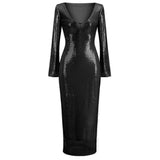 High-End Women's Fashion Sexy Thighs Horn Sleeve Skirt Under The Fork Dress Dress Dress Woman 68HZ