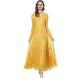 Heavy Industry Yellow Liliu Sexy V-Necked Banquet Long Dress Dresses New Women's Spring And Autumn 2025 68HZ