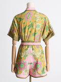 2025 New Unique Printed Design Shirt Top With Casual Shorts Niche Set Women's Fashion Two-Piece 68HZ