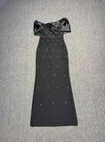 High-End Women Thin Dress Dress Dress Water-Drilled Shoulder Elegant Temperament Banded Evening Dress 68HZ