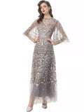 Fashion French Light Luxury Elegant Heavy Industry Embroidery Yarn Net Dress 68HZ
