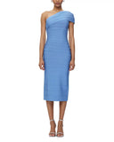 Women's Fashion Pure-Color Single-Shoulder-To-Back Open Fork With A Tight Belt-Coated And A-Fated-Waded Dress Party Evening Dress 68HZ