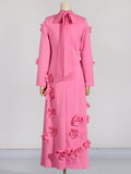 French Flower Splicing Dress Spring 2025 New High-End Holiday Style Lead Long-Sleeved Three-Dimensional Dress Woman 68HZ
