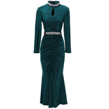 Heavy Industry Nails Sexy Hollow Long-Sleeved Fishtail Princess Dress Dress Women's Spring And Summer New 2024 68HZ
