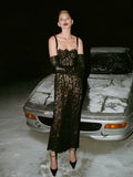 High-End Women's Sexy Net Yarn Empty Bag Slings In Long Dress With Air Dress 68HZ