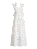 High-Level Sense Splicing Flowers In Spring 2025 New White Slimming-Skinny Back Dress Female Trend 68HZ