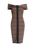 Sexy Famous 2025 Spring New Shoulder Striped Braided Bandage Bagged Dress Female Trend 68HZ