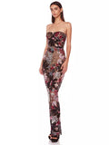 New Thoracic Mesh Senash Embroidery Prints Elegant Thin Women's Dress 68HZ