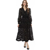Heavy Industry Plate Flower Splicing Lantern Long Sleeve White Swing Dress Dress New Women's Autumn And Winter 2024 68HZ