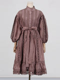 Fashion And Leisure Style Dress 2025 New Heavy Industry Embroidery Single Buckle Lace Dress Woman 68HZ