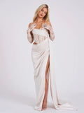 2025 Summer New High-End Women's Sexy High Open Fork Breast Dress Lace Bump Dress Dress Dress 68HZ