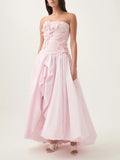 Sexy Fashion Open-Fork Dress 2025 New Three-Dimensional Flower Collage Design Shoulder Dress Summer 68HZ