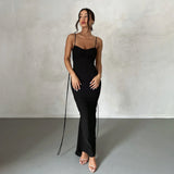 High-End Women's Sexy Dress Sexy Folded Dress Evening Dress Sleeveless Sling Dress Dress Dress Girl 68HZ