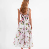 Autumn New High-End Sexy Shoulder Strap Sling Skirt Female Sense Print Large Swing Long Dress 68HZ