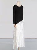 Elegance Elegant Style Slimy Dress 2025 New Irregular Pressure Folding Design Long-Sleeved Dress Woman 68HZ