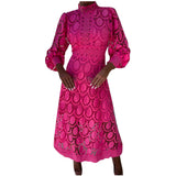 2024 Women's New French Lace Collar Bubble Bubble Sleeve Dress Temperament To Show Skinny Dress 68HZ