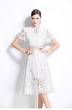 Temperament-Éí-In-So-Potted Lace Dress 2025 Spring/Summer New French High-End Squeer Hook Water-Soluble Lace Dress 68HZ