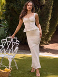 High-End Women's Fashion Set Sexy Lace Sling Small Top Cover-Up To Repair Fishtail Half Skirt Two-Piece 68HZ