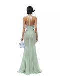 Vietnamese Niche Butterflies Hanging Neck Hollow Dress With Bare Back Thin Fishtail Dress Long Dress Beach 68HZ