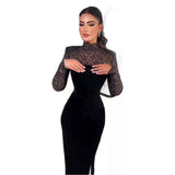 2024 Temperamental T-Shirt + Thai Version Of Black Gold Velvet Temperament Single Sling Skirt Dress 68HZ