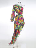 Summer Sexy Sleeves Irregular Lotus Leafy Dress Temperament Holiday Dress Dress Dress Dress Dress 68HZ