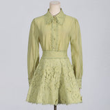 2025 Spring Temperament Elegant Suit Women's New Collar Shirt Embroidered Half Dress Two Sets Of High-End Women's Clothing 68HZ