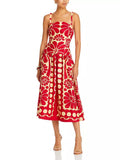 French Holiday Wind To Close The Waist Thin Sling Dress 2025 New Design Printing Commuting Long Dress Woman 68HZ