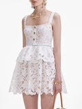 French Sexy Sweet Dress 2025 New Sling Embroidery Design High-Rise Solid Color Dress Woman 68HZ
