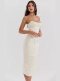 Direct Sales Of New Sexy Solid Color Sleeveless Shoulder Pearl Fish Bone Dress Dress Women's Dress 68HZ