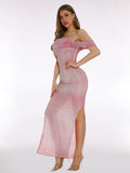 Women's Sexy Out-To-Shoulder Chest Clairvoyant Dress Dress Dress Dress Girl 68HZ