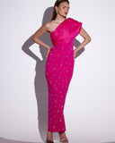 High-End Women's Dress Slanted Shoulder-Sling Banded Evening Dress 68HZ