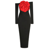 New Sexy Bosom Long Dress Body-Dexing Fashion Decoration Flower Opening Dress Dress Woman 68HZ