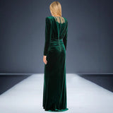 Autumn Women's Sexy Deep V-Neck Velvet Dress Dress French High-End Temperament Dress Dress Woman 68HZ