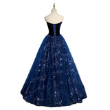 Blue French Evening Dress Woman 2025 New Hosts Beautiful Solo Solo Music Examination Long Temperament Performance Dress 68HZ