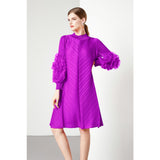 Miyake Design Feeling Flower Sleeve Dress Women's New Spring And Autumn Folds Large Size Loose Mother Dress Long 68HZ
