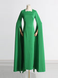 High-Level Famous Wind 2025 New Temperament Elegant Design Feel Hand-Cut Solid Color Long Dress Dress Dress Dress Woman 68HZ