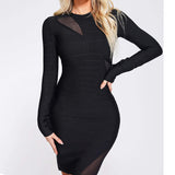 Autumn New Fashion Dress Direct Sales Long-Sleeved Sexy Mesh Dress Banded Dress Woman 68HZ
