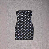 Heavy Industry Bandage Dress Sexy Bra Slit Nail Beads Bodyed And Hip Dress Birthday Party Dress 68HZ