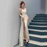 A Toasting Dress Girl Light Luxury Niche Senior Feeling Bride Out Of The Pavilion Banquet To Greet The Birthday Party Of The Dinner Dress Hanging Long Dress 68HZ