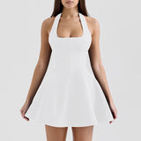 Fang Collar Hanging Neck Collar With Short Skirt 2025 New Waist Display Thin Short Color Dress Women's Summer 68HZ